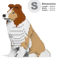 Jekca - Shetland Sheepdog 03-M01 - Lego - Sculpture - Construction - 4D - Brick Animals - Toys - Avvenice