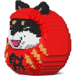 Jekca - Shiba Daruma Doll 01-M03 - Lego - Sculpture - Construction - 4D - Brick Animals - Toys - Avvenice