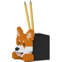 Jekca - Shiba Inu Pencil Cup 01S - Lego - Sculpture - Construction - 4D - Brick Animals - Toys - Avvenice