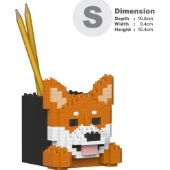 Jekca - Shiba Inu Pencil Cup 01S - Lego - Sculpture - Construction - 4D - Brick Animals - Toys - Avvenice