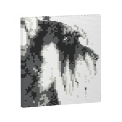 Jekca - Standard Schnauzer Brick Painting 02S - Lego - Sculpture - Construction - 4D - Brick Animals - Toys - Avvenice