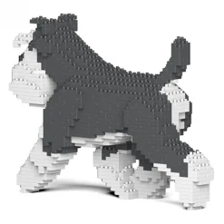 Jekca - Standard Schnauzer 03-M01 - Big - Lego - Sculpture - Construction - 4D - Brick Animals - Toys - Avvenice