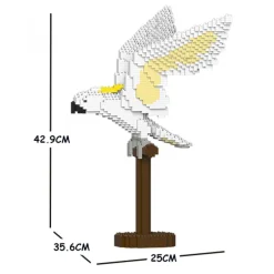 Jekca - Sulphur-Crested Cockatoo 02S - Lego - Sculpture - Construction - 4D - Brick Animals - Toys - Avvenice