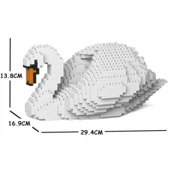 Jekca - Swan 01S - Lego - Sculpture - Construction - 4D - Brick Animals - Toys - Avvenice
