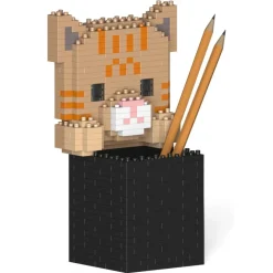 Jekca - Tabby Cat Pencil Cup 01S - Lego - Sculpture - Construction - 4D - Brick Animals - Toys - Avvenice