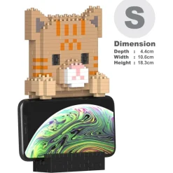 Jekca - Tabby Cat Phone Stand 01S - Lego - Sculpture - Construction - 4D - Brick Animals - Toys - Avvenice