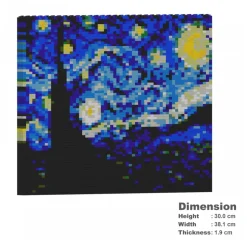 Jekca - The Starry Night Brick Painting 01S - Lego - Sculpture - Construction - 4D - Brick Animals - Toys - Avvenice