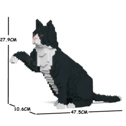 Jekca - Tuxedo - Cat - 03S - Lego - Sculpture - Construction - 4D - Brick Animals - Toys - Avvenice