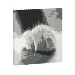 Jekca - Tuxedo Cat Brick Painting 02S - Lego - Sculpture - Construction - 4D - Brick Animals - Toys - Avvenice