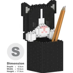 Jekca - Tuxedo Cat Pencil Cup 01S - Lego - Sculpture - Construction - 4D - Brick Animals - Toys - Avvenice