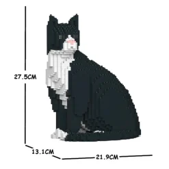 Jekca - Tuxedo Cat 01S - Lego - Sculpture - Construction - 4D - Brick Animals - Toys - Avvenice