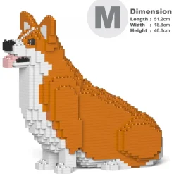 Jekca - Welsh Corgi 03-M01 - Big - Lego - Sculpture - Construction - 4D - Brick Animals - Toys - Avvenice