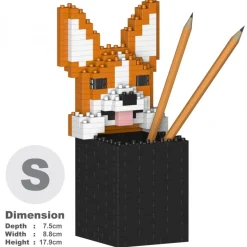 Jekca - Welsh Corgi Pencil Cup 01S - Lego - Sculpture - Construction - 4D - Brick Animals - Toys - Avvenice