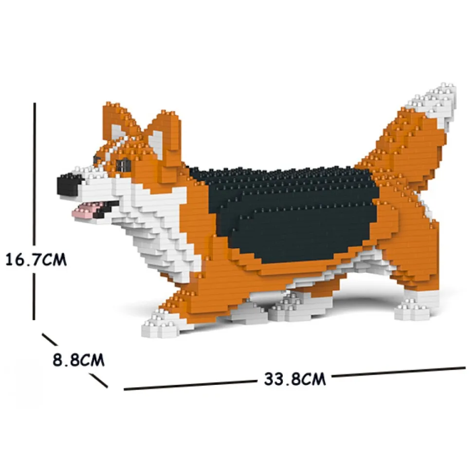 Jekca - Welsh Corgi 04S-M02 - Lego - Sculpture - Construction - 4D - Brick Animals - Toys - Avvenice