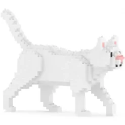 Jekca - White Cat Mini 01 - Big - Lego - Sculpture - Construction - 4D - Brick Animals - Toys - Avvenice