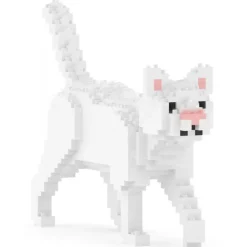 Jekca - White Cat Mini 01 - Big - Lego - Sculpture - Construction - 4D - Brick Animals - Toys - Avvenice