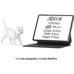Jekca - White Cat Mini 01 - Lego - Sculpture - Construction - 4D - Brick Animals - Toys - Avvenice