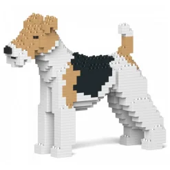 Jekca - Wire Haired Fox Terrier 01 - Big - Lego - Sculpture - Construction - 4D - Brick Animals - Toys - Avvenice