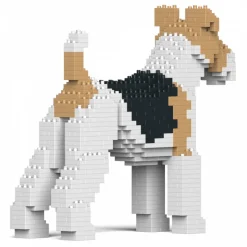 Jekca - Wire Haired Fox Terrier 01 - Big - Lego - Sculpture - Construction - 4D - Brick Animals - Toys - Avvenice