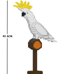 Jekca - Yellow Crested Cockatoo - Parrott - Bird - 01S - Lego - Sculpture - Construction - 4D - Brick Animals - Toys - Avvenice