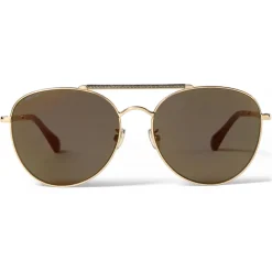 Jimmy Choo - Abbie - Gold Glitter Aviator Sunglasses with Mirror Lenses and Metal Frame - Jimmy Choo Eyewear - Avvenice