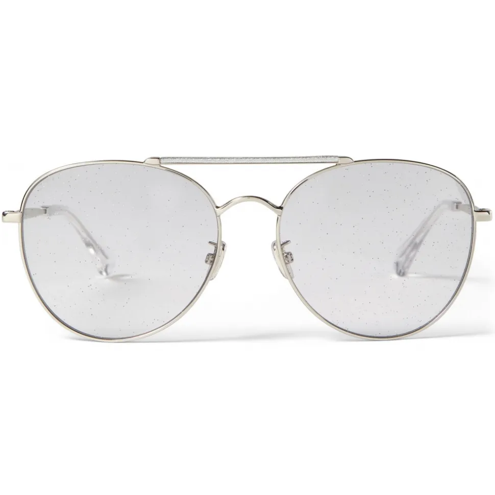 Jimmy Choo - Abbie - Lilac Glitter Aviator Sunglasses with Palladium Frame - Jimmy Choo Eyewear - Avvenice