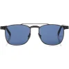 Jimmy Choo - Alan - Blue Avio Ruthenium Havana Square Frame Sunglasses with Metal Frame - Avvenice