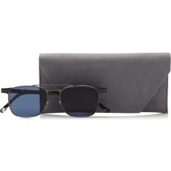 Jimmy Choo - Alan - Blue Avio Ruthenium Havana Square Frame Sunglasses with Metal Frame - Avvenice