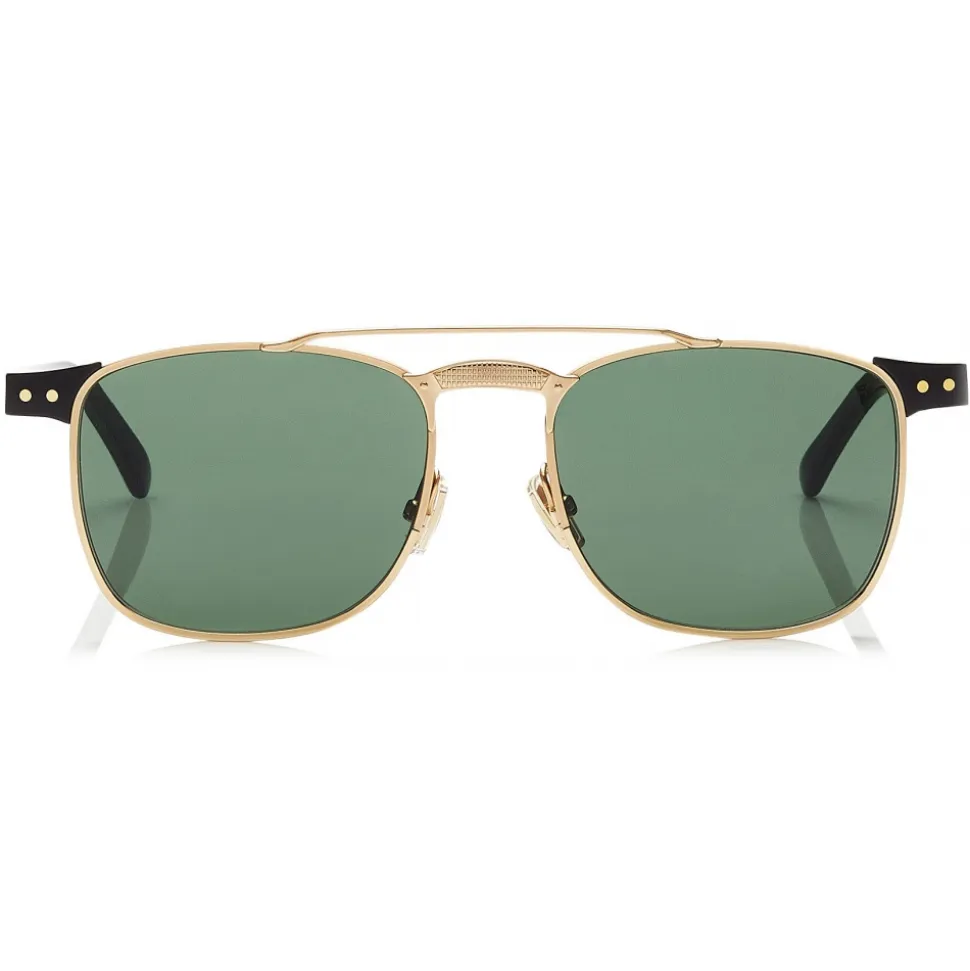 Jimmy Choo - Alan - Green Lens and Black Acetate Square Frame Sunglasses with Gold Metal Frame - Avvenice