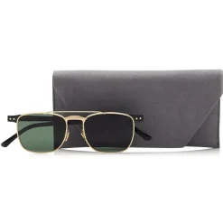 Jimmy Choo - Alan - Green Lens and Black Acetate Square Frame Sunglasses with Gold Metal Frame - Avvenice