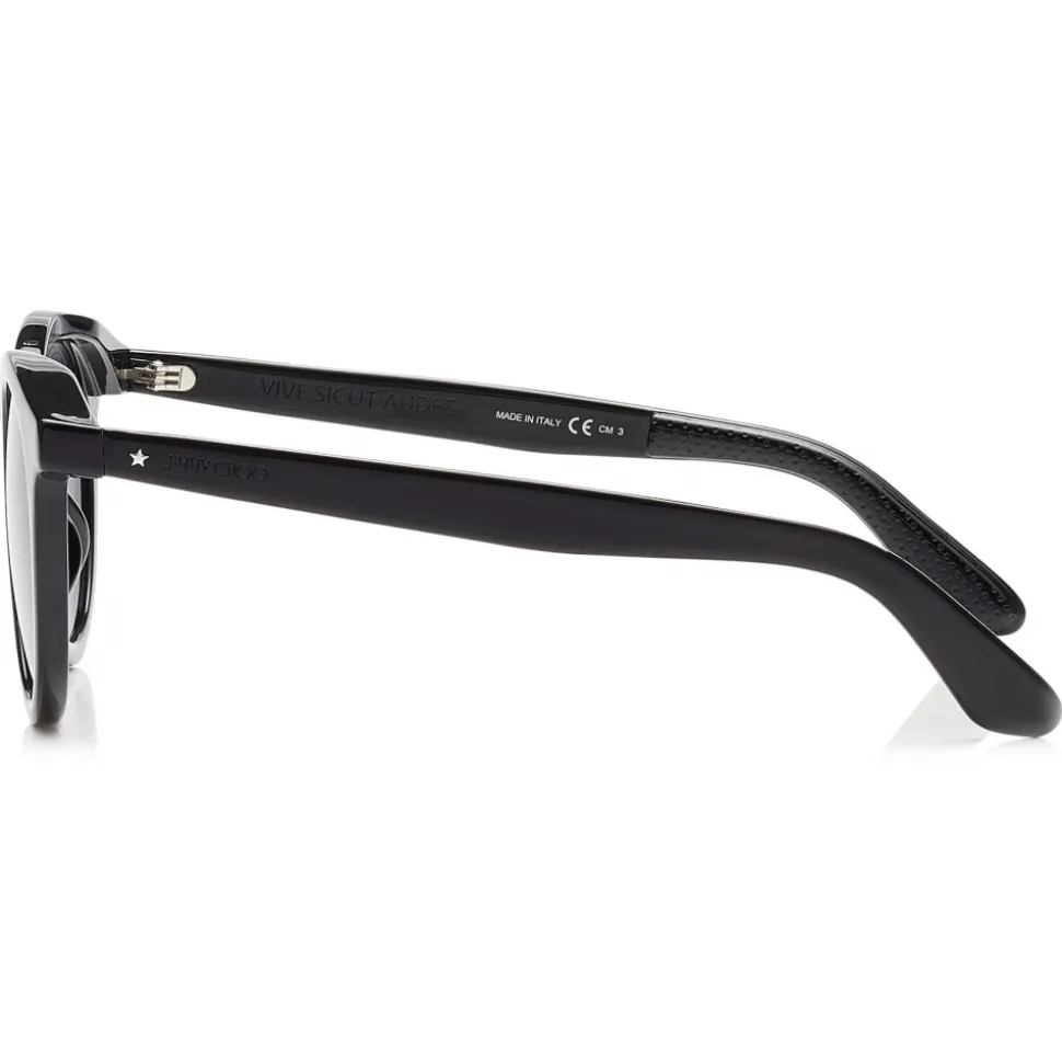 Jimmy Choo - Albert - Grey Lenses and Black Acetate Oval Frame Sunglasses - Jimmy Choo Eyewear - Avvenice