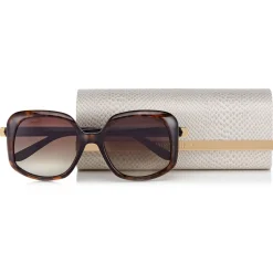 Jimmy Choo - Amada - Brown Shaded Cat Eye Sunglasses with Dark Havana Frame - Avvenice