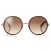 Jimmy Choo - Andie - Havana Brown Acetate Round Framed Sunglasses with Gold Silver Crystal Fabric Detailing - Jimmy Choo Eyewear - Avvenice