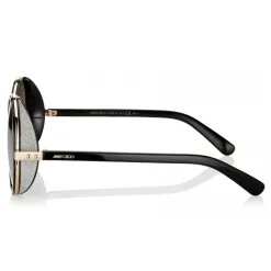 Jimmy Choo - Andie - Rose Gold and Black Round Sunglasses with Silver Fabric Detailing - Jimmy Choo Eyewear - Avvenice
