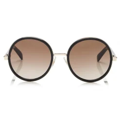 Jimmy Choo - Andie - Rose Gold and Black Round Sunglasses with Gold and Silver Fabric Detailing - Jimmy Choo Eyewear - Avvenice