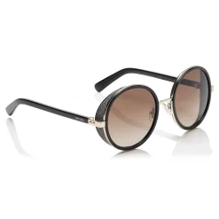 Jimmy Choo - Andie - Rose Gold and Black Round Sunglasses with Gold and Silver Fabric Detailing - Jimmy Choo Eyewear - Avvenice