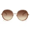 Jimmy Choo - Andie - White Acetate Round Framed Sunglasses with Gold Lurex Detailing - Jimmy Choo Eyewear - Avvenice