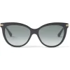 Jimmy Choo - Axelle - Black Acetate and Rose Gold Metal Cat Eye Sunglasses with Grey-Shaded Lenses - Avvenice