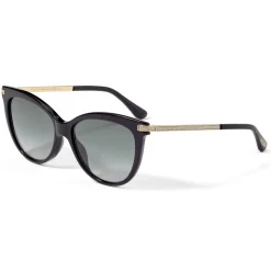 Jimmy Choo - Axelle - Black Acetate and Rose Gold Metal Cat Eye Sunglasses with Grey-Shaded Lenses - Avvenice