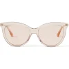 Jimmy Choo - Axelle - Nude Acetate and Copper Gold Metal Cat Eye Sunglasses with Mirror Lenses - Avvenice