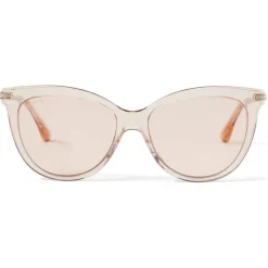 Jimmy Choo - Axelle - Nude Acetate and Copper Gold Metal Cat Eye Sunglasses with Mirror Lenses - Avvenice