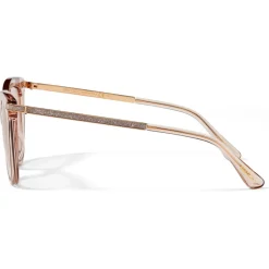 Jimmy Choo - Axelle - Nude Acetate and Copper Gold Metal Cat Eye Sunglasses with Mirror Lenses - Avvenice