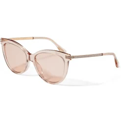 Jimmy Choo - Axelle - Nude Acetate and Copper Gold Metal Cat Eye Sunglasses with Mirror Lenses - Avvenice