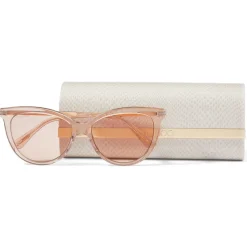 Jimmy Choo - Axelle - Nude Acetate and Copper Gold Metal Cat Eye Sunglasses with Mirror Lenses - Avvenice