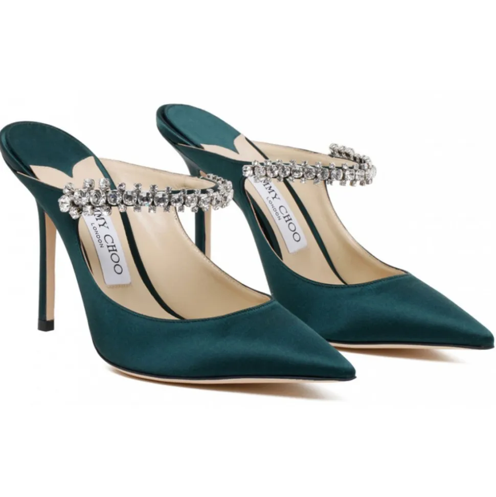 Jimmy Choo - Bing 100 - Dark Green Mules - Jimmy Choo Exclusive Luxury Collection - Avvenice
