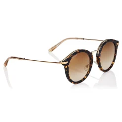 Jimmy Choo - Bobby - Dark Havana Round Frame Sunglasses with Gold Mirror Lenses - Jimmy Choo Eyewear - Avvenice
