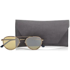 Jimmy Choo - Cal - Silver Mirror Lenses and Bronze Oval Frame Sunglasses with Blue Flock - Avvenice
