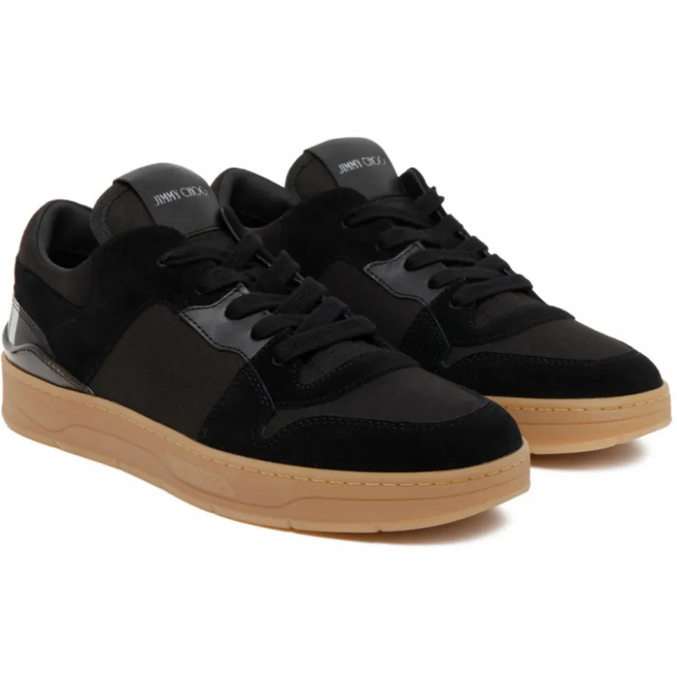 Jimmy Choo - Calf Leather Florent Low-Top Sneakers - Black Honey Brown - Jimmy Choo Exclusive Luxury Collection - Avvenice