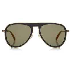 Jimmy Choo - Carl - Black Aviator Sunglasses with Gold Mirror Lenses - Jimmy Choo Eyewear - Avvenice