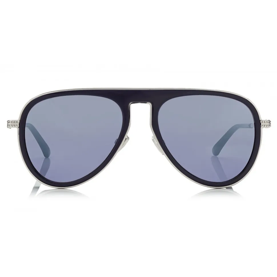 Jimmy Choo - Carl - Blue Aviator Sunglasses with Light Grey Mirror Lenses - Jimmy Choo Eyewear - Avvenice